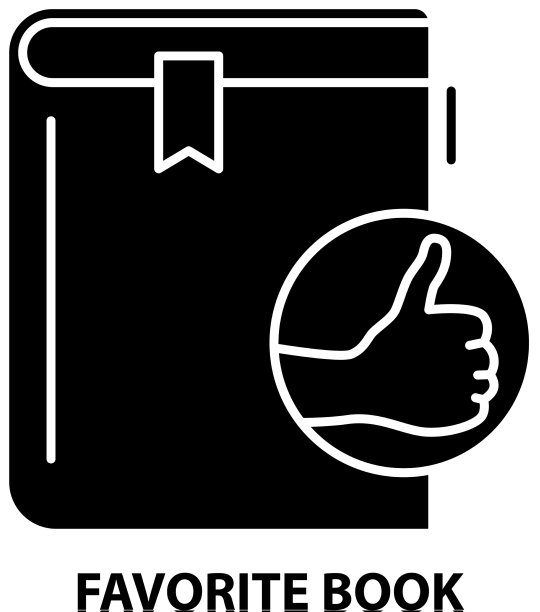 最喜欢的书图标与黑色标志图片下载