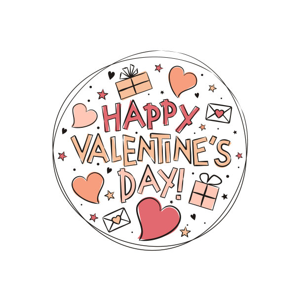 情人节快乐的心形标志和礼物图片下载