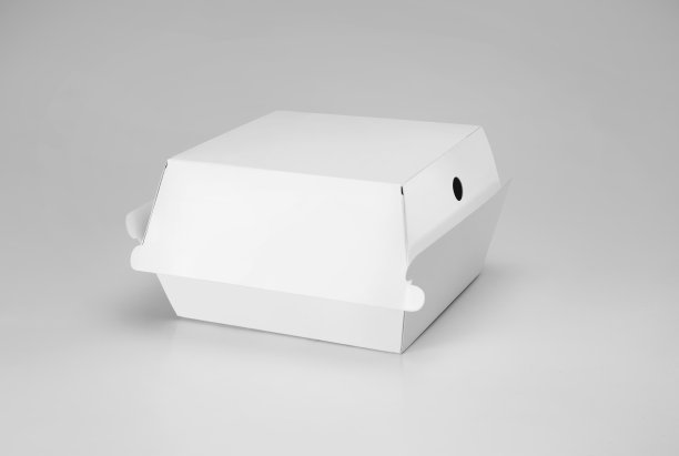 空白白色汉堡纸箱模拟孤立的白色背景图片下载