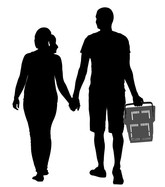 一对手牵着手在购物图片下载