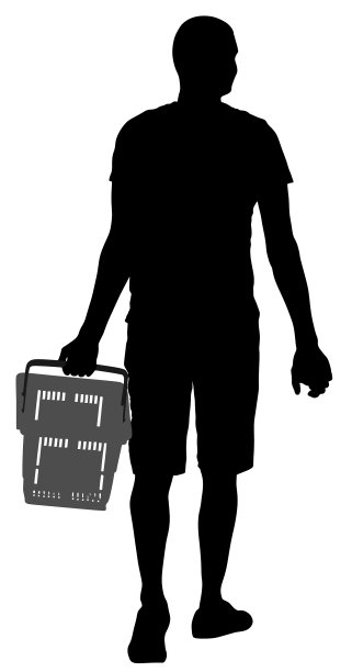 男人每天在杂货店购物剪影图片下载