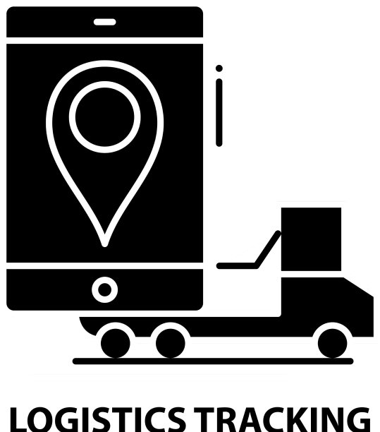 物流跟踪图标与黑色标志图片下载