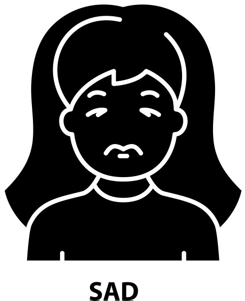 悲哀的图标黑色标志与可编辑的笔触图片下载