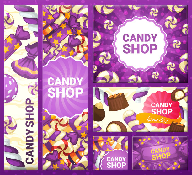 时髦的旗帜与题字糖果店图片下载