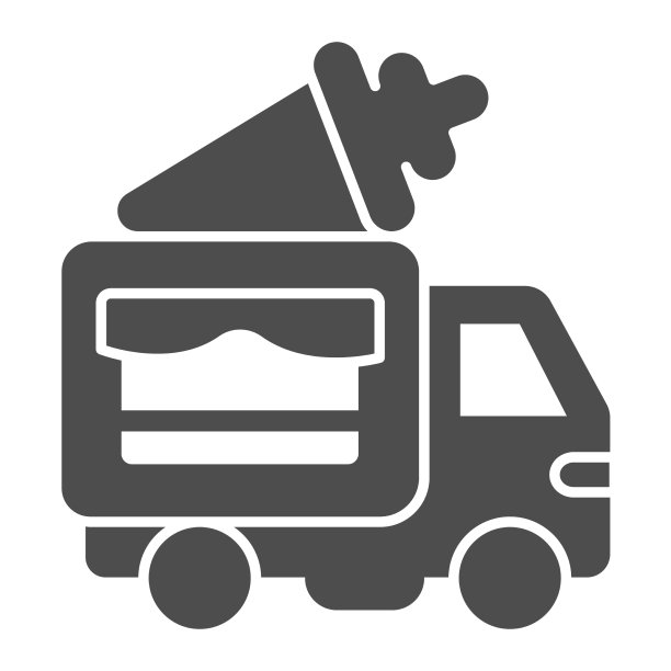 冰淇淋车固体图标水上公园概念冰图片下载