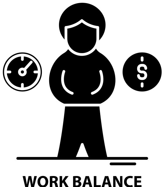 工作平衡图标黑色标志与可编辑图片下载
