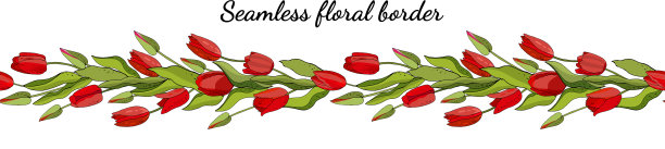 花无缝隙，水平边缘孤立图片下载