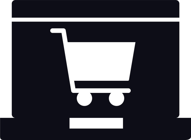 购物车手推车与笔记本电脑线风格图标图片下载