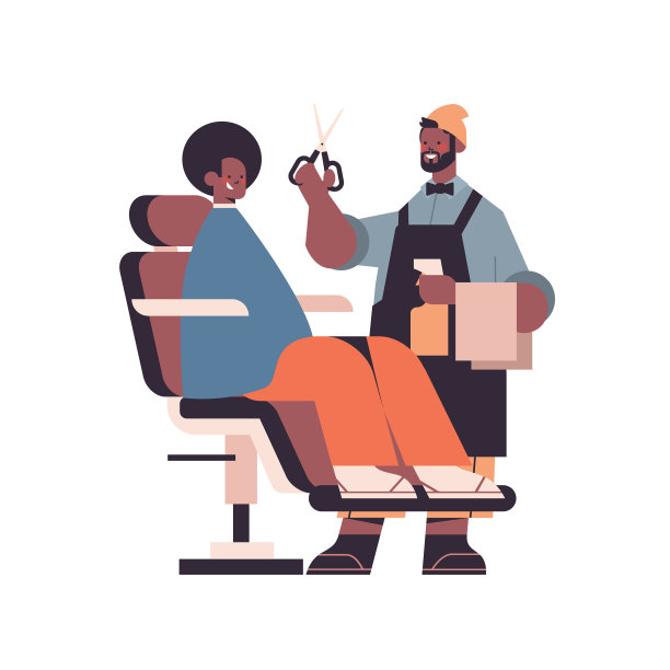 时髦的理发师正在为男性客户理发图片下载