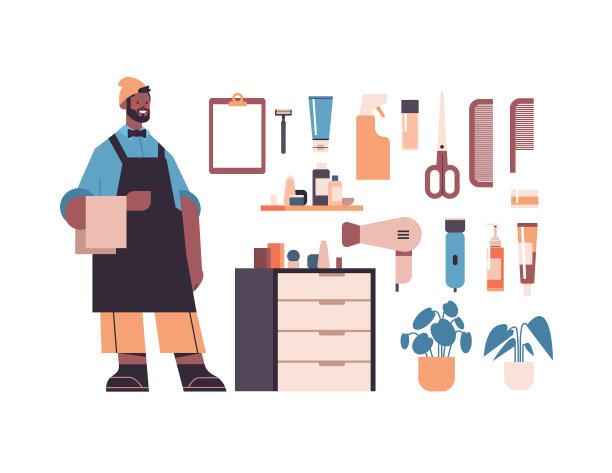 设置理发工具和配件与男性图片下载