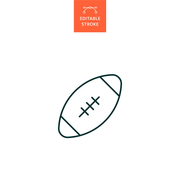美式足球图标与可编辑的描边图片下载