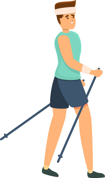 运动北欧行走图标卡通风格图片下载