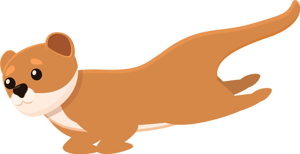 游泳水貂图标卡通风格图片下载