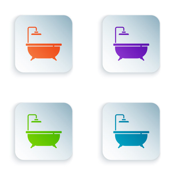 颜色浴缸图标孤立在白色背景图片下载