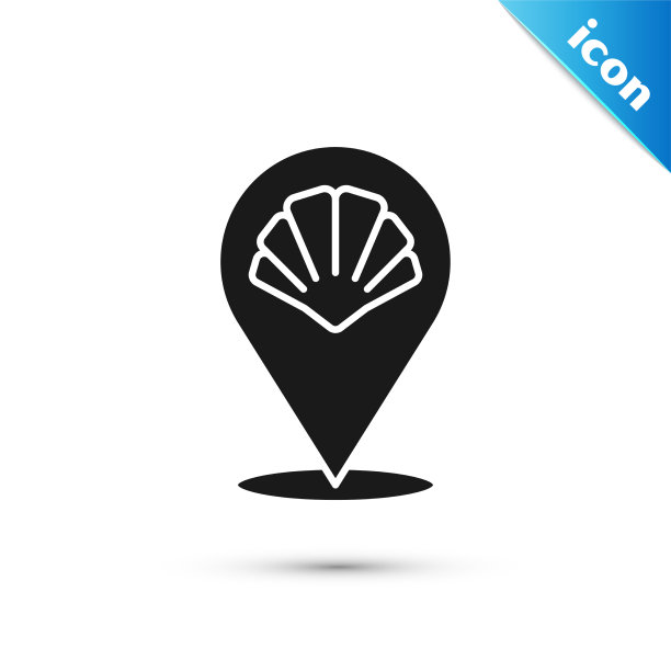 灰色扇贝海贝图标孤立在白色图片下载