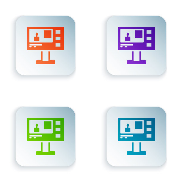 彩色电视报道图标孤立在白色图片下载