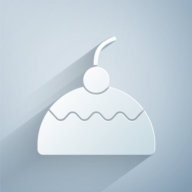 剪纸蛋糕图标孤立在灰色背景图片下载