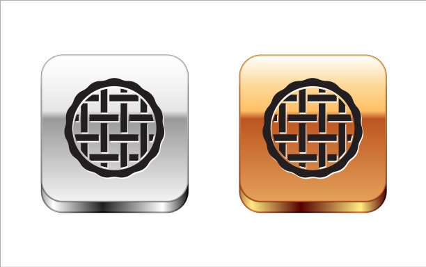 黑色自制馅饼图标孤立在白色上图片下载