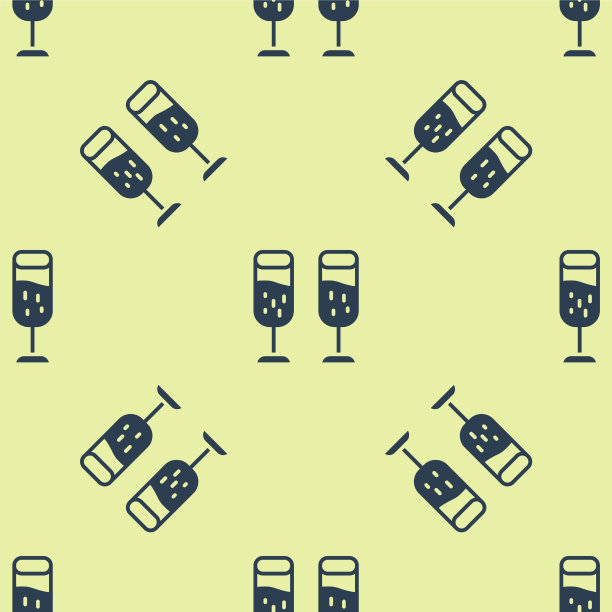 蓝色玻璃香槟图标隔离无缝图片下载