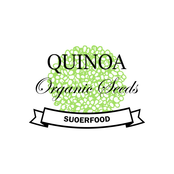 藜麦复古标志与手绘元素。矢量插图在素描风格图片下载