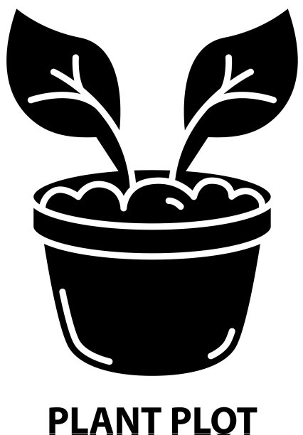 植物地块图标黑色标志与可编辑图片下载