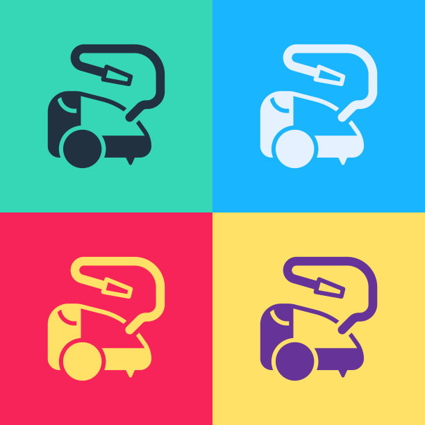 波普艺术真空吸尘器图标孤立的颜色图片下载