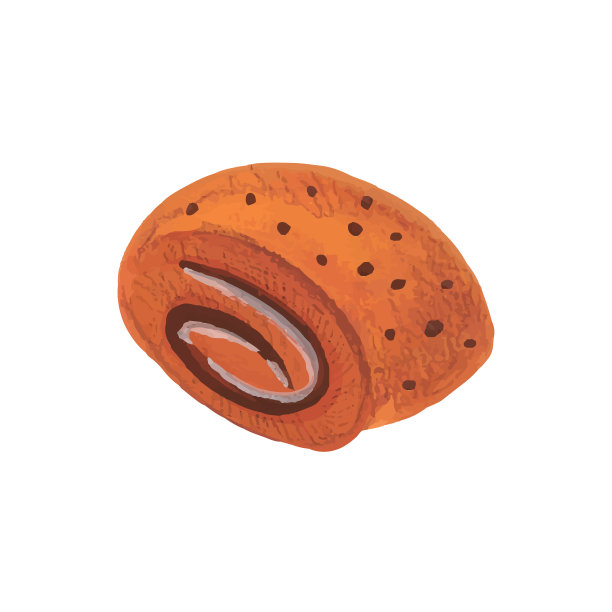 发髻。面包店、面包房设计元素。水彩的食物。早餐。孤立在白色背景上。图片下载