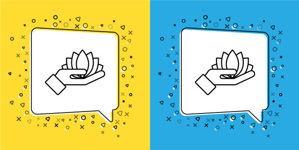 设置线莲花花图标孤立在黄色和图片下载