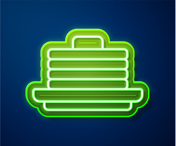 发光的霓虹灯线堆叠煎饼图标孤立图片下载