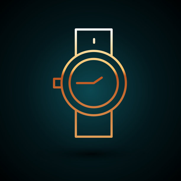 金线腕表图标孤立在深蓝色图片下载