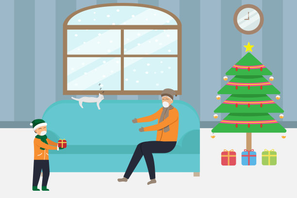 男孩给他的父亲圣诞礼物图片下载