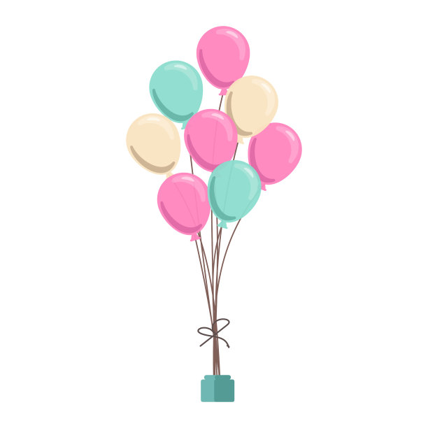 一串彩色的气球系在一根绳子上图片下载