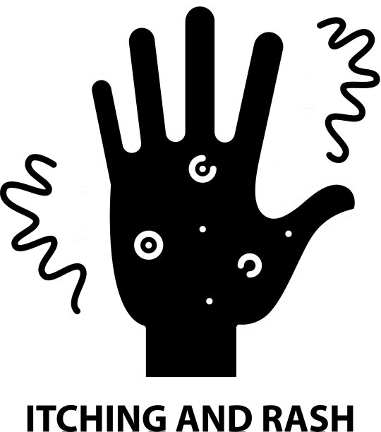 瘙痒和皮疹的图标与黑色标志图片下载