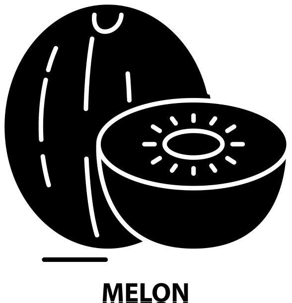 甜瓜图标黑色标志与可编辑图片下载