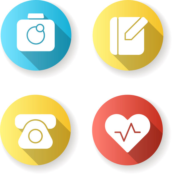 移动界面平面设计长阴影字形图片下载