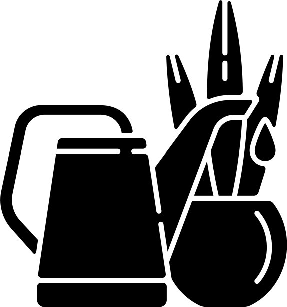 浇水植物黑色字形图标图片下载