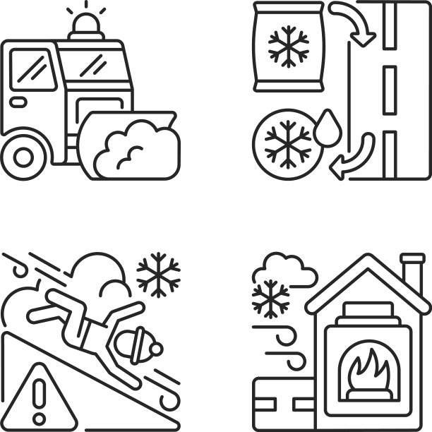 冰清理服务线性图标设置图片下载