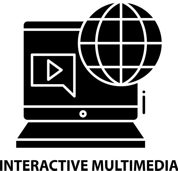 交互式多媒体标志图标黑色图片下载