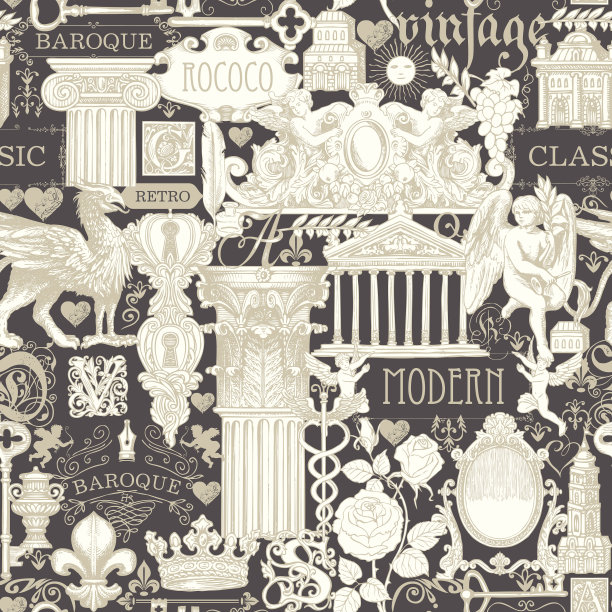 无缝图案与图纸在复古风格图片下载