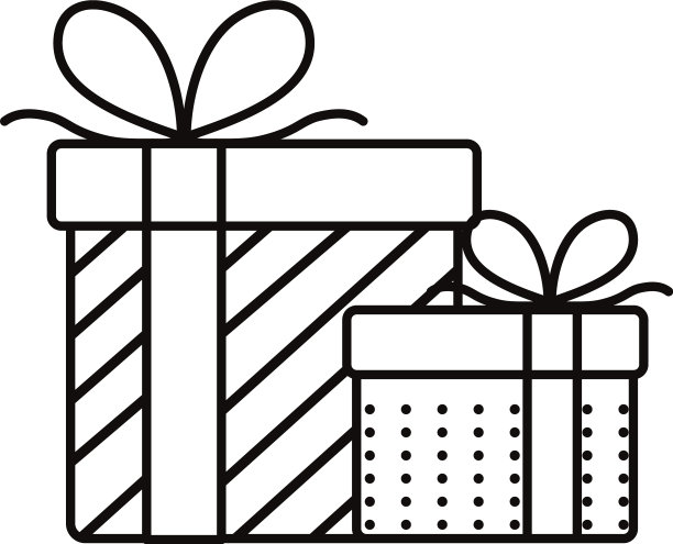 圣诞快乐礼物线风格图标图片下载