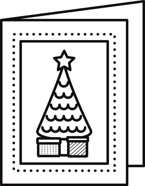 快乐圣诞贺卡与松树行图片下载