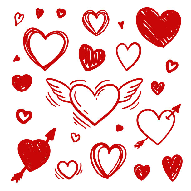 套素描涂鸦笔画符号一颗心图片下载