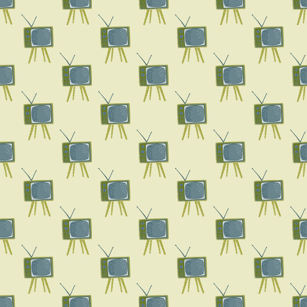 蓝色和绿色的电视形状无缝图案图片下载