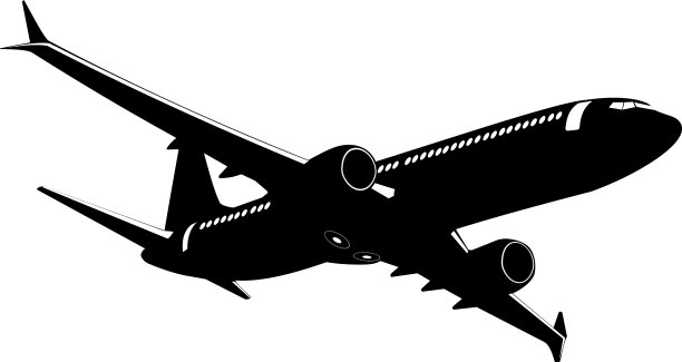 一架客机在空中的剪影图片下载