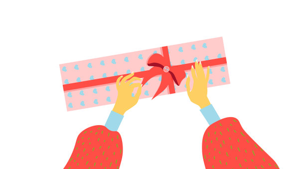 礼品包装，拆包装，手捧礼品图片下载
