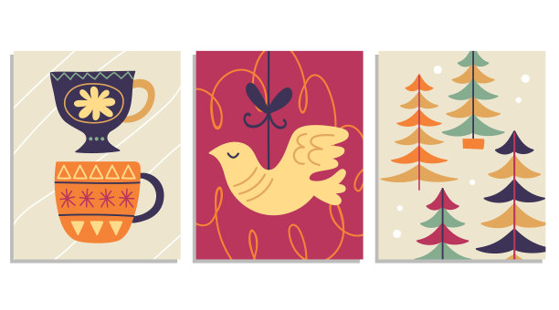 圣诞装饰卡片套装图片下载