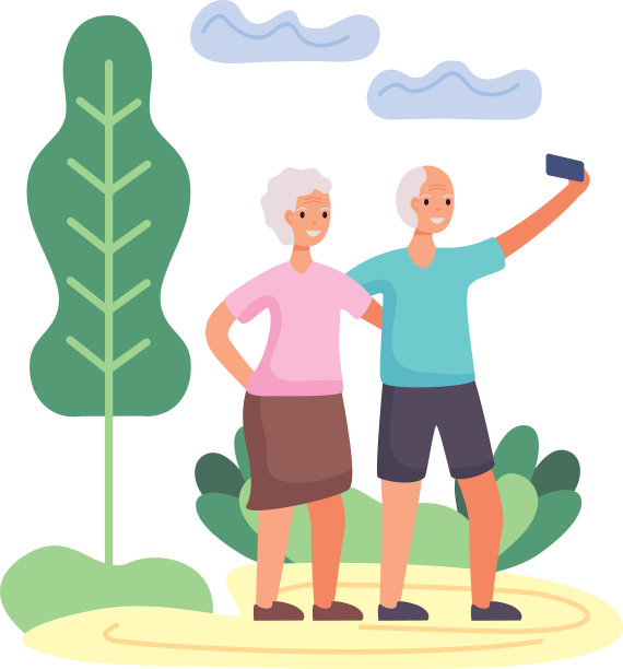 一对活跃的老年夫妇在自拍图片下载