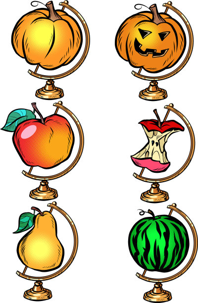 地球仪集收获南瓜梨西瓜苹果图片下载