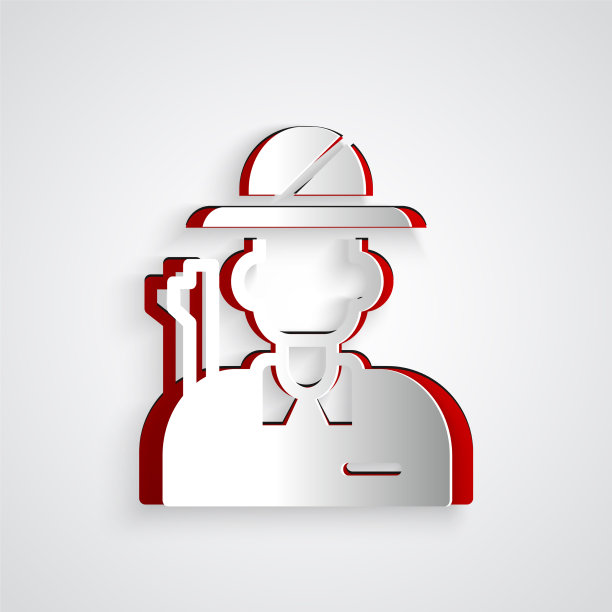 剪纸猎人图标孤立在灰色背景图片下载