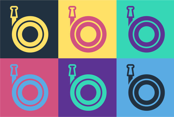 波普艺术花园软管图标孤立的颜色图片下载